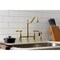 Kingston Brass Bridge Kitchen Faucet with Brass Sprayer, Brushed Brass KS1277TALBS - alternate 2